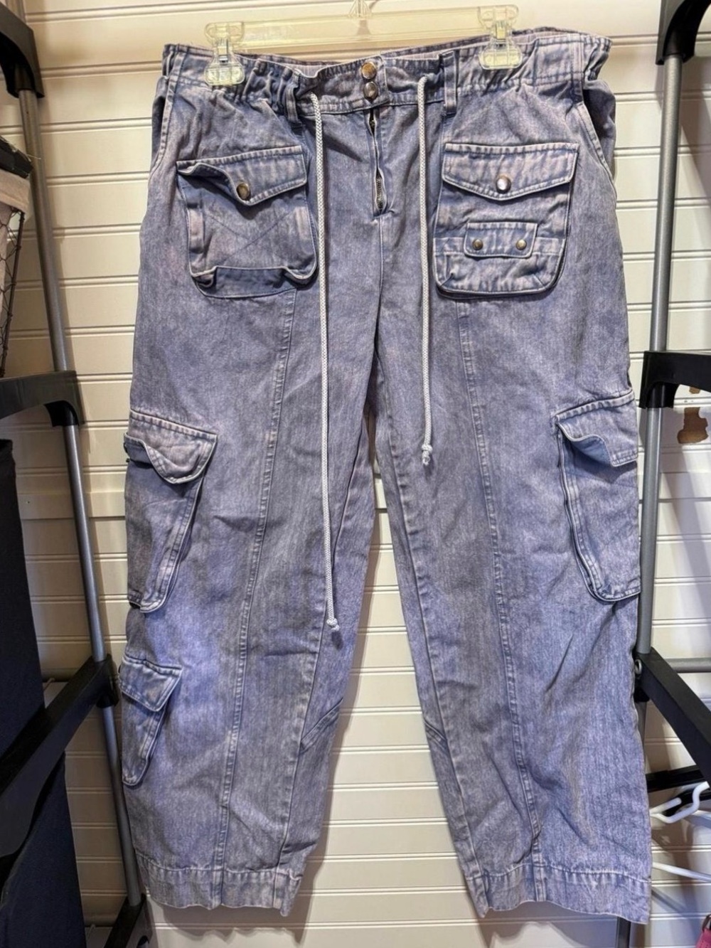 Oli & Hali Washed Light Blue Cargo Jumpsuit Pants